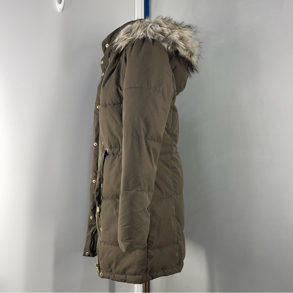 H&M Divided Long Winter Coat with Faux Fur Hood Size 4 - Picture 2 of 14